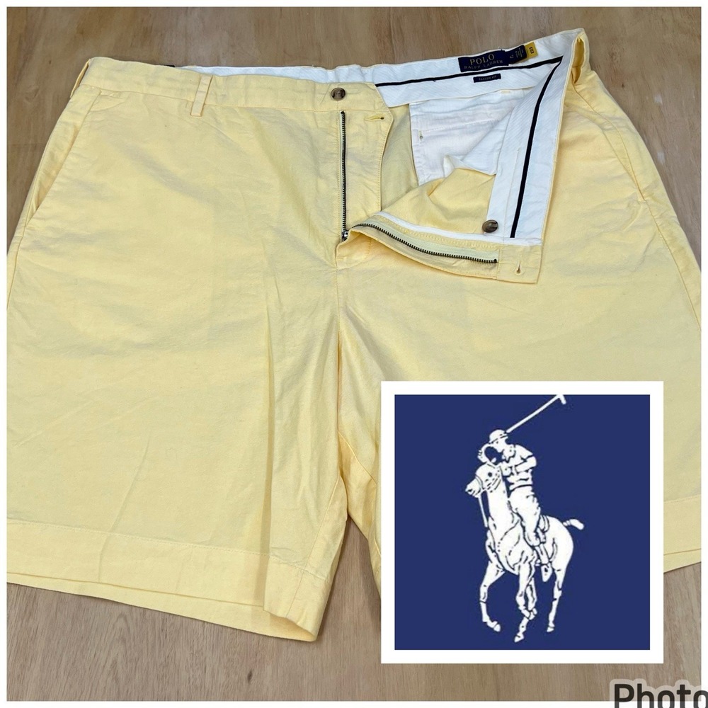 Polo Ralph Lauren Chino Golf Shorts Mens 42x9 Classic Fit Cotton Yellow